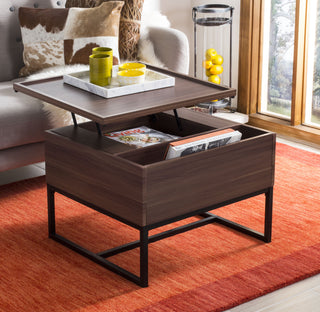 Safavieh Kristie Contemporary Lift-Top Coffee Table Dark Oak and Black Furniture 