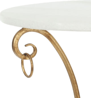 Safavieh Tamara Ringed Round Top Gold Accent Table White and Furniture 