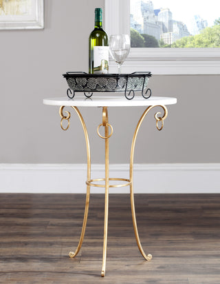 Safavieh Tamara Ringed Round Top Gold Accent Table White and Furniture 