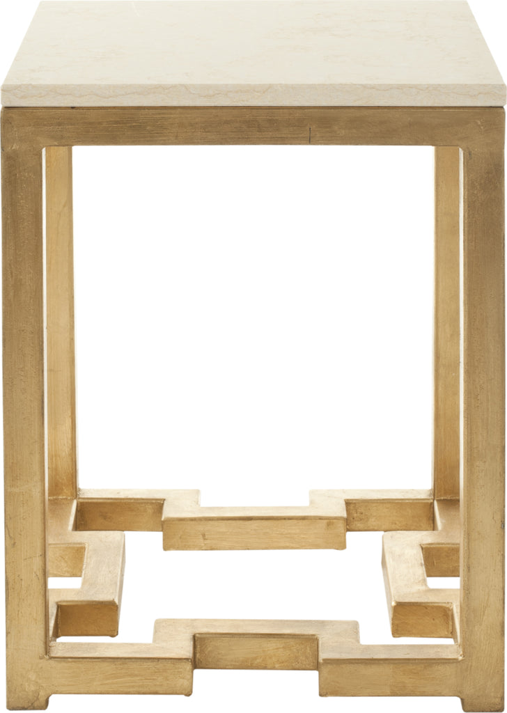 Safavieh Ray Marble Top Gold Accent Table Ivory and Furniture main image