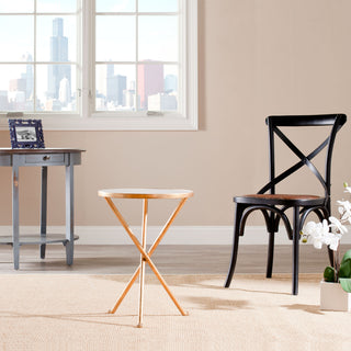 Safavieh Marcie Gold Foil Round Top Accent Table White and Furniture  Feature