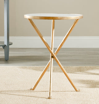 Safavieh Marcie Gold Foil Round Top Accent Table White and Furniture 