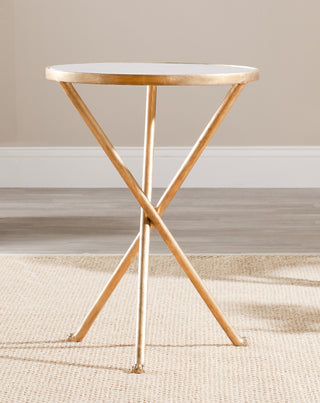 Safavieh Marcie Gold Foil Round Top Accent Table White and Furniture 