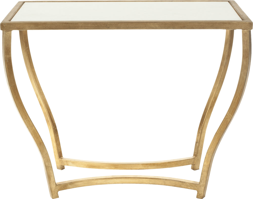 Safavieh Rex Glass Top Gold Foil Accent Table White and Furniture main image