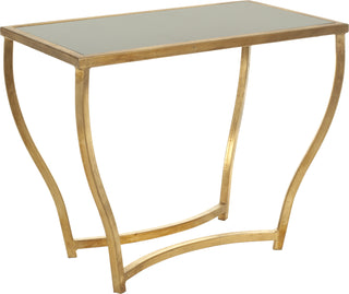 Safavieh Rex Glass Top Gold Foil Accent Table Black and Furniture 