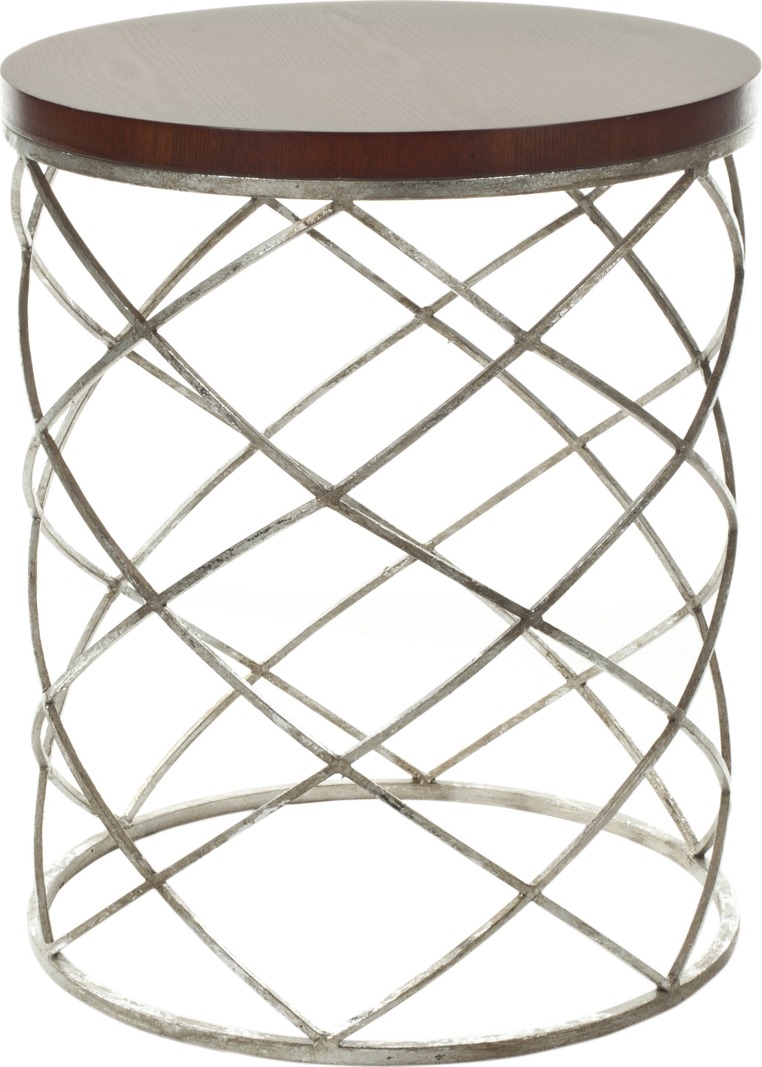 Safavieh Phoebe Silver Ribboned Round Top Accent Table Cherry and Furniture main image