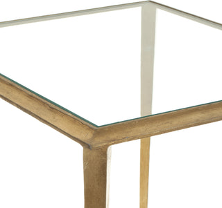 Safavieh Tory Gold Foil Glass Top Accent Table and Clear Furniture 