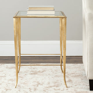 Safavieh Tory Gold Foil Glass Top Accent Table and Clear Furniture 