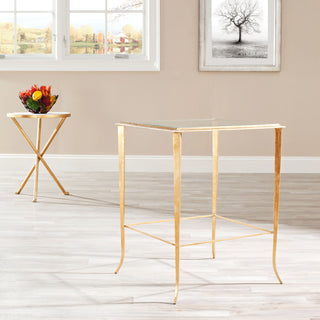 Safavieh Tory Gold Foil Glass Top Accent Table and Clear Furniture  Feature