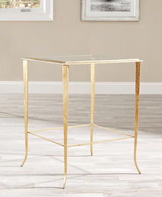 Safavieh Tory Gold Foil Glass Top Accent Table and Clear Furniture 