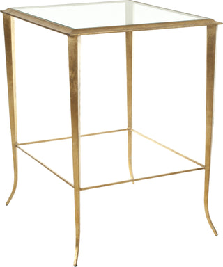 Safavieh Tory Gold Foil Glass Top Accent Table and Clear Furniture 