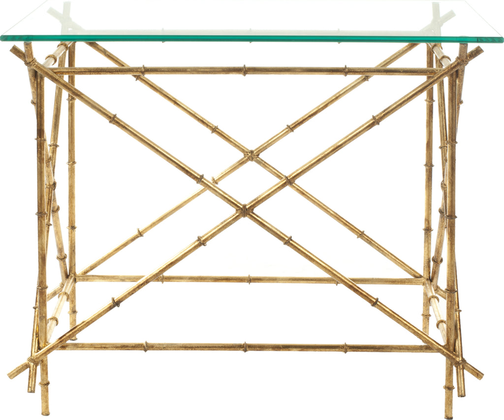 Safavieh Mark Crisscrossed Gold Accent Table and Clear Furniture main image