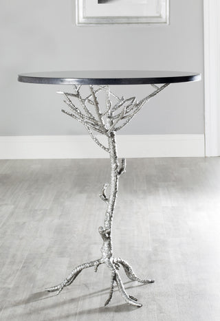 Safavieh Carolyn Rooted Silver Accent Table Black and Furniture 