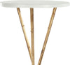 Safavieh Roger Gold Base Round Top Accent Table White and Furniture 