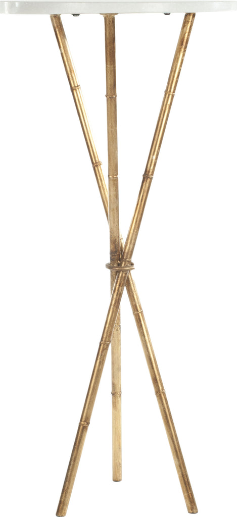 Safavieh Roger Gold Base Round Top Accent Table White and Furniture main image