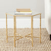 Safavieh Kerri Gold Leaf Mirror Top Accent Table Furniture  Feature