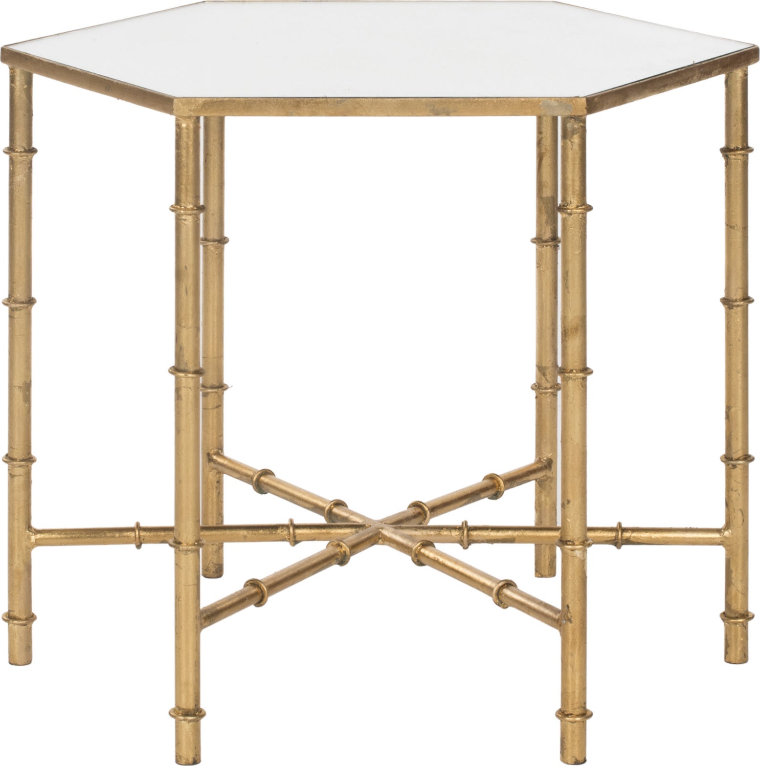 Safavieh Kerri Gold Leaf Mirror Top Accent Table Furniture main image