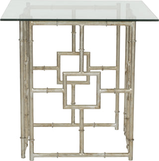 Safavieh Dermot Glass Top Accent Table Silver and Clear Furniture main image