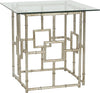 Safavieh Dermot Glass Top Accent Table Silver and Clear Furniture 