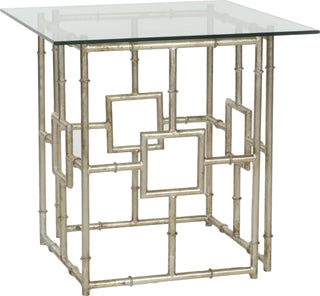 Safavieh Dermot Glass Top Accent Table Silver and Clear Furniture 