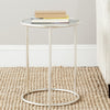 Safavieh Shay Glass Top Silver Accent Table and Grey Furniture  Feature