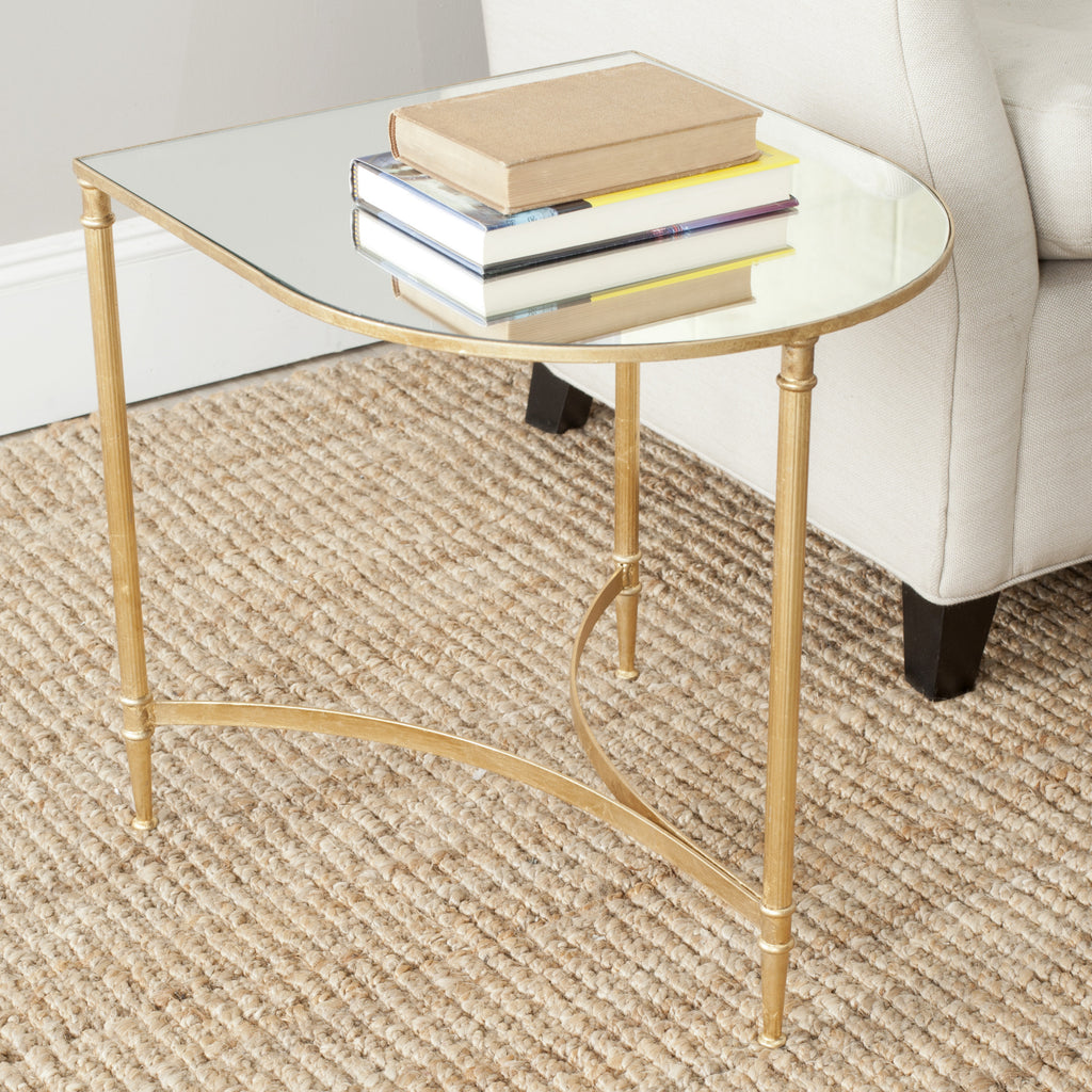 Safavieh Nevin Mirror Top Gold Accent Table Furniture  Feature