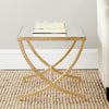 Safavieh Maureen Glass Top Gold Leaf Accent Table Furniture  Feature