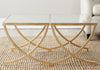 Safavieh Maureen Glass Top Gold Leaf Accent Table Furniture 
