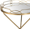 Safavieh Cherris Mirror Top Round Gold Leaf End Table Antique Furniture 