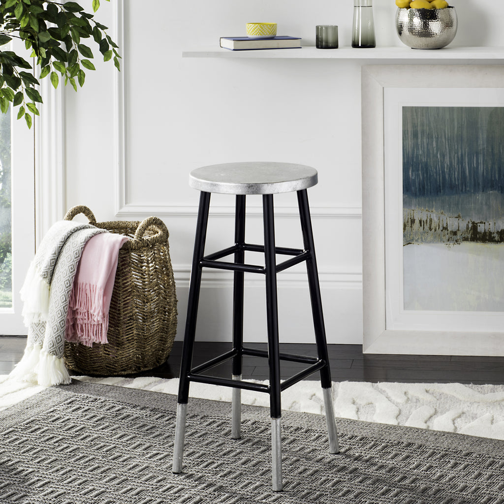 Safavieh Kenzie 30''H Silver Dipped Bar Stool Black and Furniture  Feature