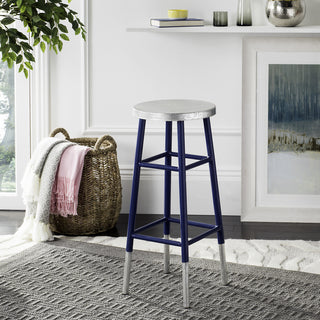 Safavieh Kenzie 30''H Silver Dipped Bar Stool Navy and Furniture  Feature