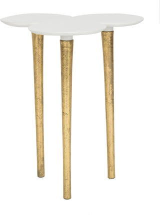 Safavieh Aria Accent Table White and Gold Furniture main image