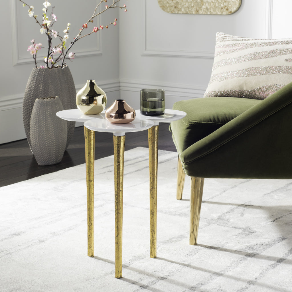 Safavieh Aria Accent Table White and Gold Furniture  Feature