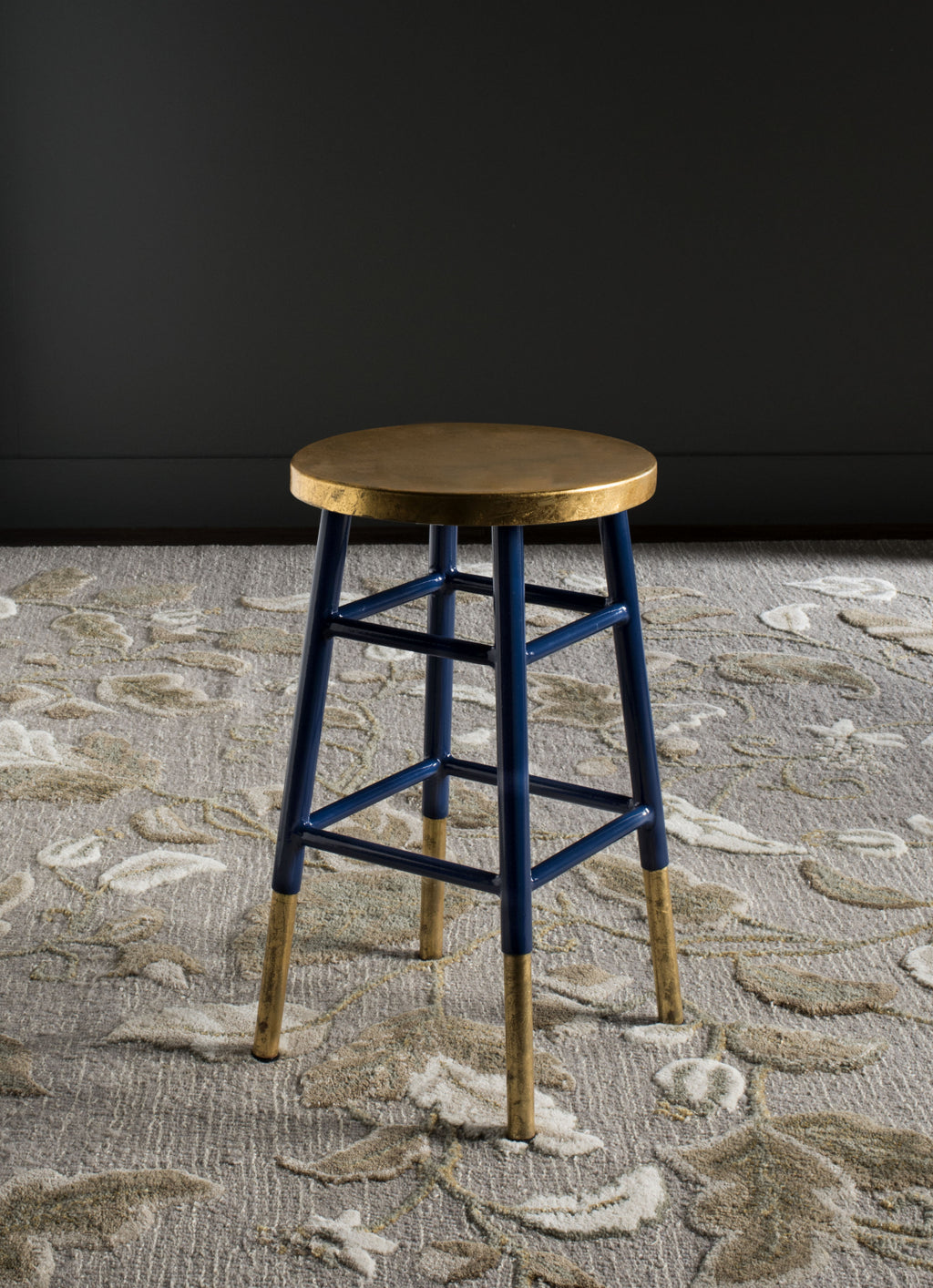 Safavieh Emery Dipped Gold Leaf Counter Stool Navy and Furniture  Feature