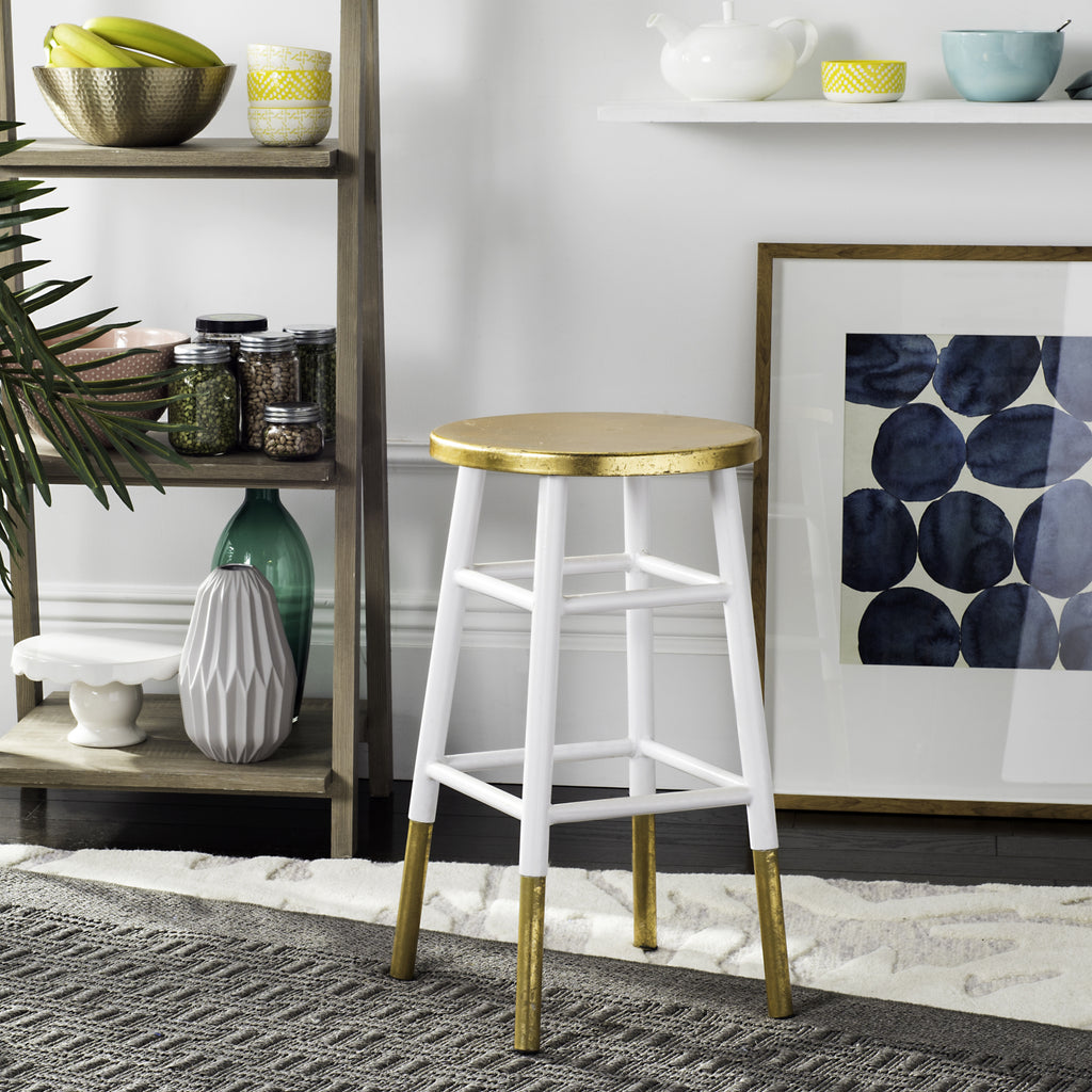 Safavieh Emery Dipped Gold Leaf Counter Stool White and Furniture  Feature