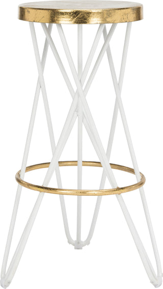 Safavieh Lorna Gold Leaf Bar Stool White and Furniture main image