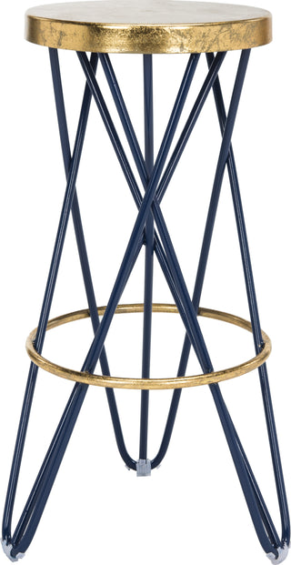 Safavieh Lorna Gold Leaf Bar Stool Navy and Furniture main image