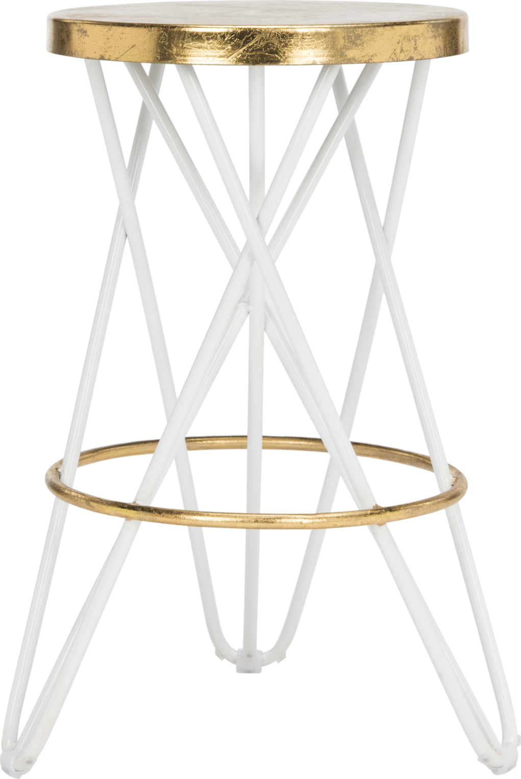 Safavieh Lorna Gold Leaf Counter Stool White and Furniture main image