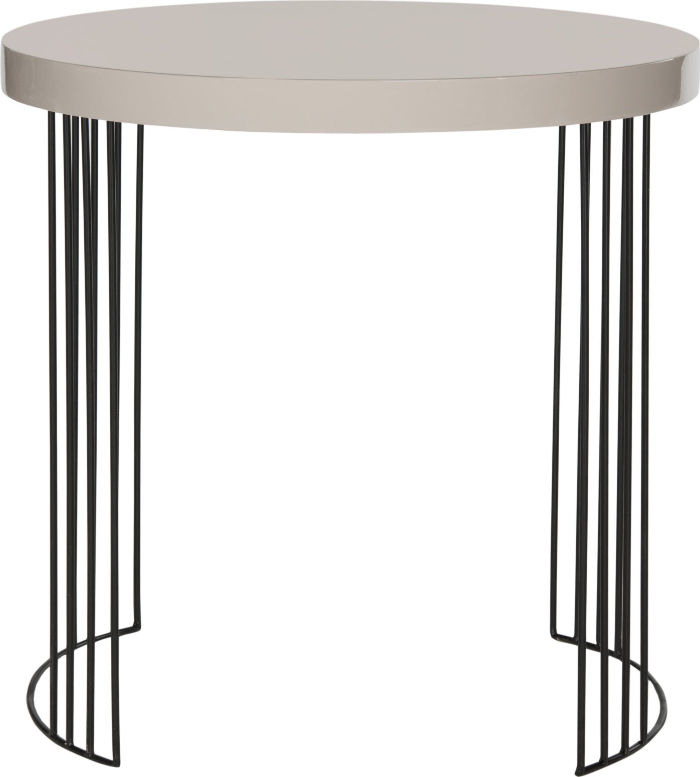 Safavieh Kelly Mid Century Scandinavian Lacquer Side Table Taupe and Black Furniture main image