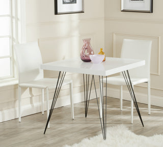 Safavieh Wolcott Retro Mid Century Square Lacquer Accent Table White and Black Furniture  Feature