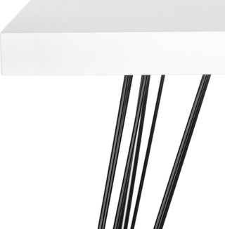 Safavieh Wolcott Retro Mid Century Square Lacquer Accent Table White and Black Furniture 