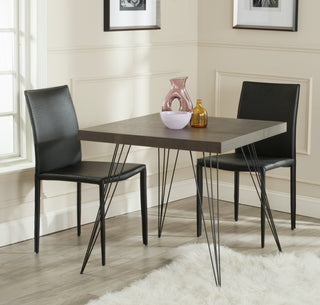 Safavieh Wolcott Retro Mid Century Square Accent Table Dark Brown and Black Furniture  Feature