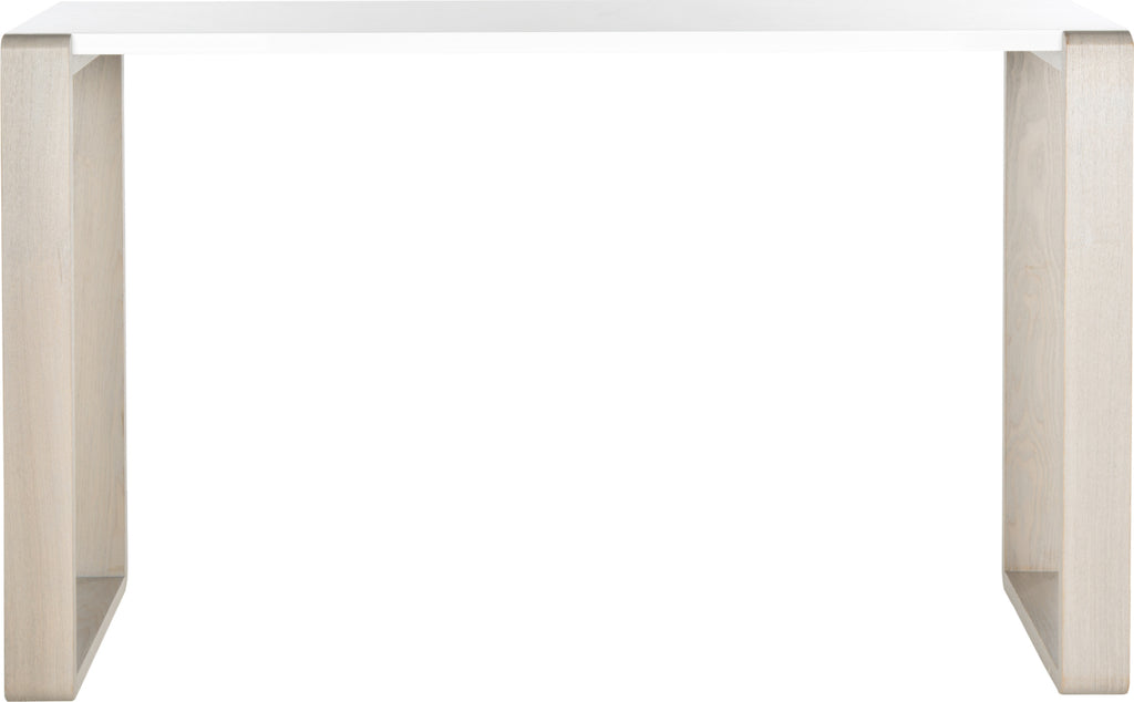 Safavieh Bartholomew Mid Century Scandinavian Lacquer Console Table White and Grey Furniture main image