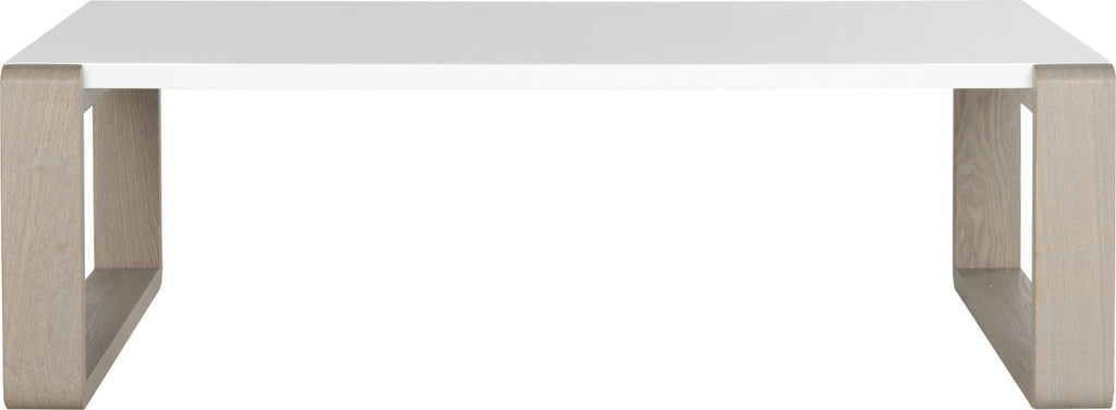 Safavieh Bartholomew Mid Century Scandinavian Lacquer Coffee Table White and Grey Furniture main image