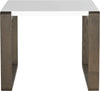 Safavieh Bartholomew Mid Century Scandinavian Lacquer End Table White and Dark Brown Furniture main image