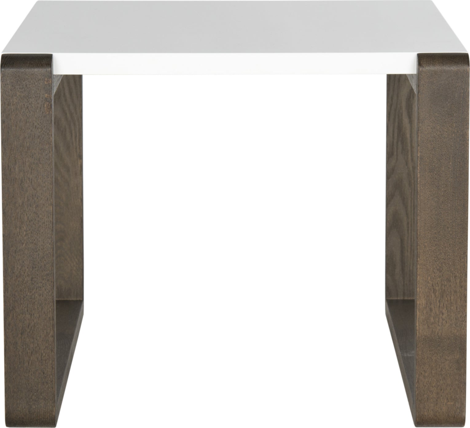 Safavieh Bartholomew Mid Century Scandinavian Lacquer End Table White and Dark Brown Furniture main image
