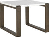 Safavieh Bartholomew Mid Century Scandinavian Lacquer End Table White and Dark Brown Furniture 