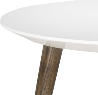 Safavieh Josiah Retro Mid Century Round Lacquer Accent Table White and Dark Brown Furniture 