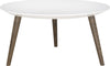 Safavieh Josiah Retro Mid Century Round Lacquer Accent Table White and Dark Brown Furniture main image