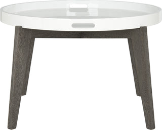 Safavieh Echo Mid Century Lacquer Tray Top End Table White and Dark Brown Furniture main image